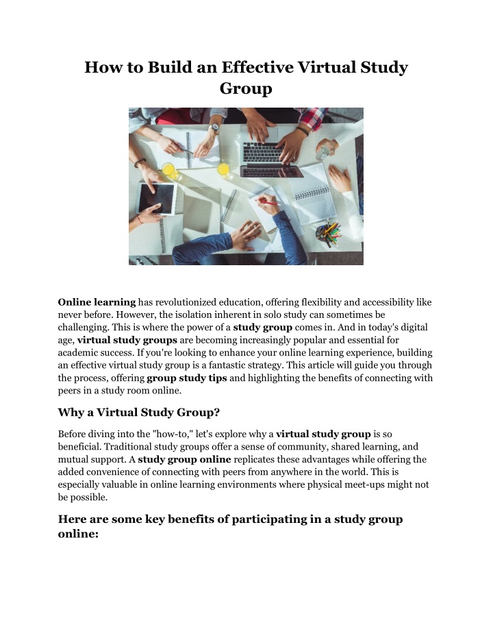 how to build an effective virtual study group