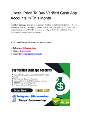 Liberal Price To Buy Verified Cash App Accounts In This Month