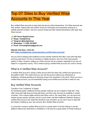 top 07 sites to buy verified wise accounts