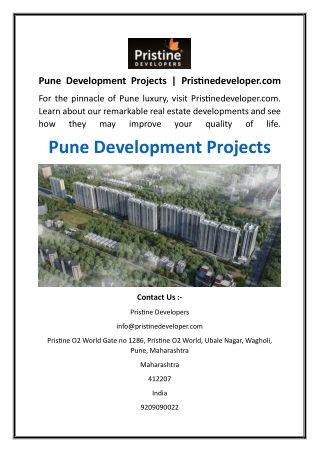Pune Development Projects  Pristinedeveloper.com