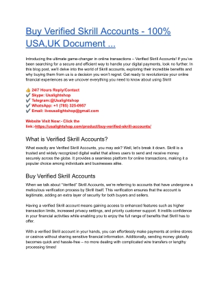 Buy Verified Skrill Accounts - 100% USA,UK Document