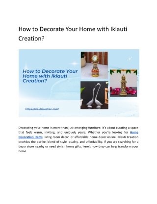 How to Decorate Your Home with Iklauti Creation?