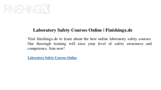 Laboratory Safety Courses Online  Finishingx.de