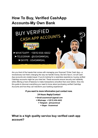 How To Buy, Verified CashApp Accounts-My Own Bank