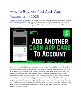 How to Buy, Verified Cash App Accounts in 2025