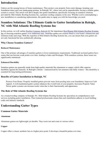 Seamless Solutions: The Ultimate Guide to Gutter Installation in Raleigh, NC wit
