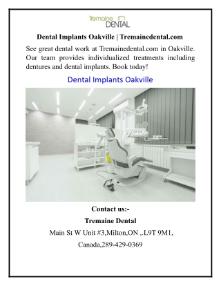 Dental Implants Oakville Tremainedental.com