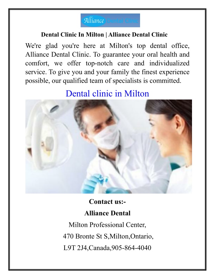 dental clinic in milton alliance dental clinic