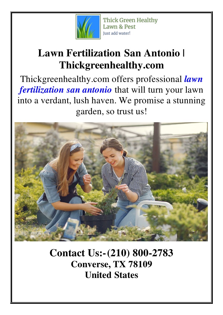 lawn fertilization san antonio thickgreenhealthy