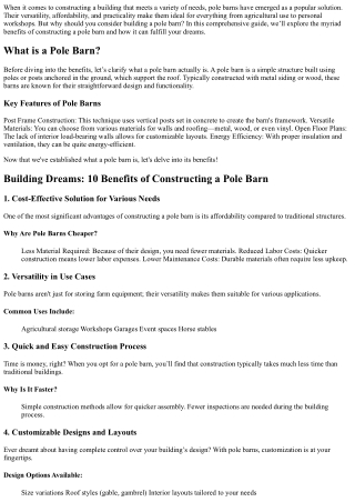 Building Dreams: 10 Benefits of Constructing a Pole Barn