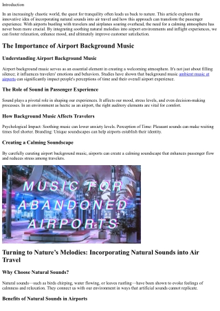 Turning to Nature’s Melodies: Incorporating Natural Sounds into Air Travel