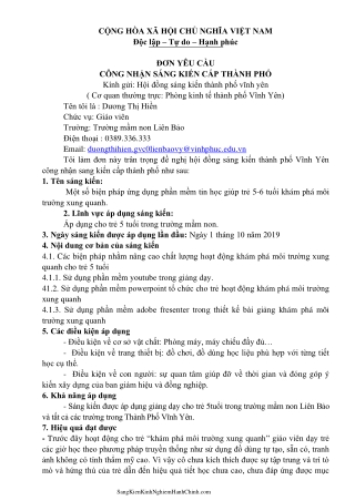 SKKN Một số biện pháp ứng dụng phần mềm tin học giúp trẻ 5-6 tuổi khám phá môi trường xung quanh