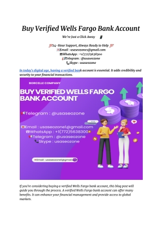 Buy Verified Wells Fargo Bank Account