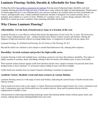 Why Laminate Flooring is a Great Option for Atlanta Homes