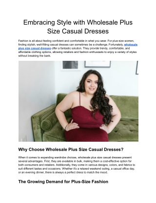 Embracing Style with Wholesale Plus Size Casual Dresses