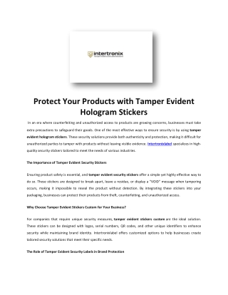 tamper proof hologram stickers