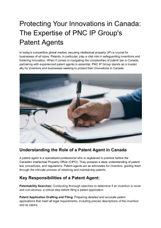 Protecting Your Innovations in Canada_ The Expertise of PNC IP Group's Patent Agents