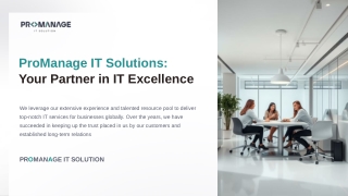 ProManage IT Solution: Empowering Businesses with Cutting-Edge IT Services