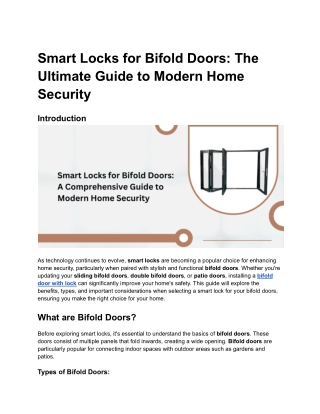 Smart Locks for Bifold Doors_ The Ultimate Guide to Modern Home Security