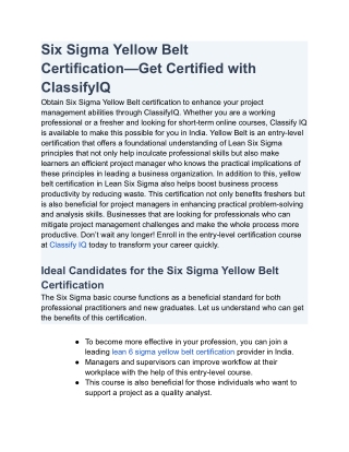 six sigma yellow belt certification get certified