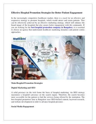 Effective Hospital Promotion Strategies for Better Patient Engagement