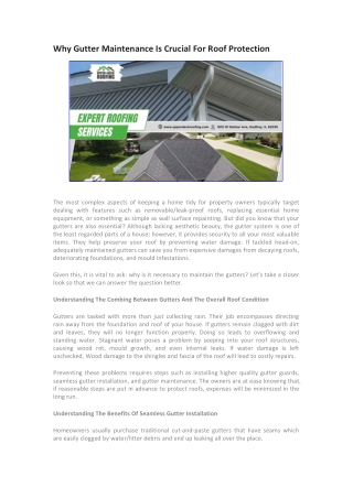 Why Gutter Maintenance Is Crucial for Roof Protection