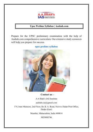 Upsc Prelims Syllabus Aashah
