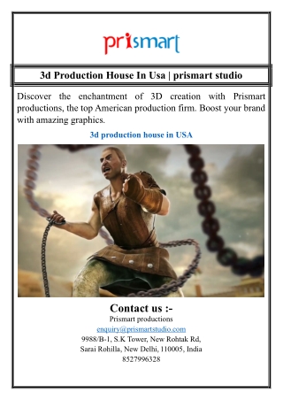 3d Production House In Usa | prismart studio