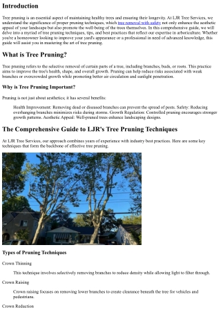 The Comprehensive Guide to LJR's Tree Pruning Techniques.