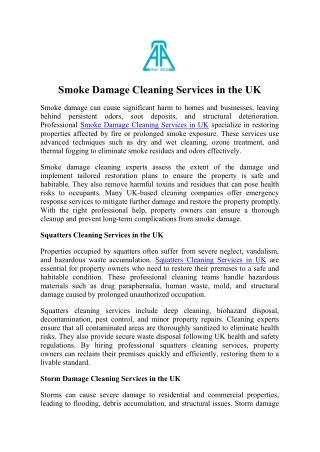 Amber Adams Restores Spaces with Smoke Damage Cleaning UK