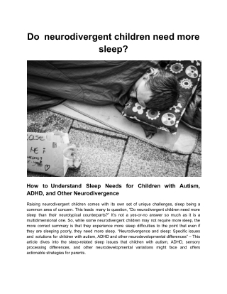 Do neurodivergent children need more sleep