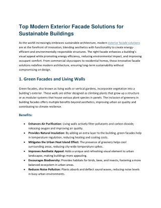 Top Modern Exterior Facade Solutions for Sustainable Buildings