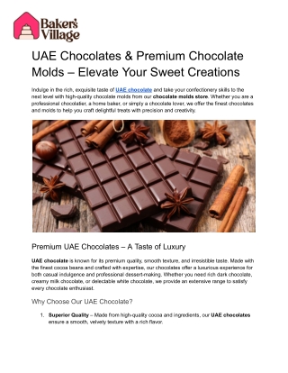 UAE Chocolates & Premium Chocolate Molds – Elevate Your Sweet Creations