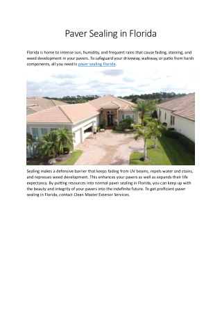 Paver Sealing in Florida