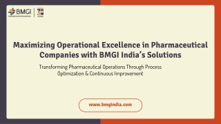 Maximizing Operational Excellence in Pharmaceutical Companies with BMGI India’s Solutions
