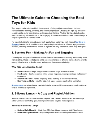 The Ultimate Guide to Choosing the Best Toys for Kids
