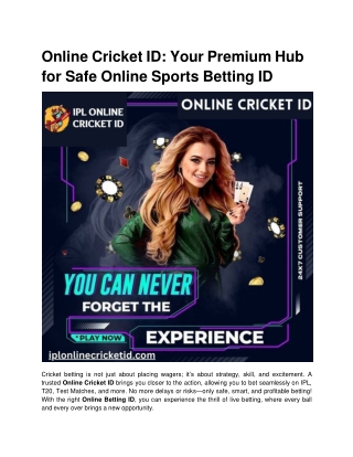 Online Cricket ID_ Your Premium Hub for Safe Online Sports Betting ID