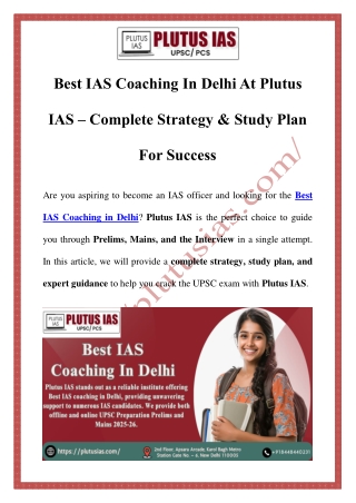 Best IAS Coaching Institutes in India | Plutus IAS and More for UPSC Preparation