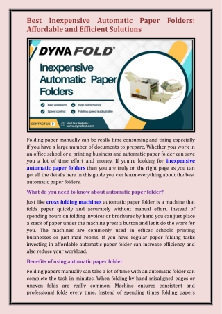 inexpensive automatic paper folders