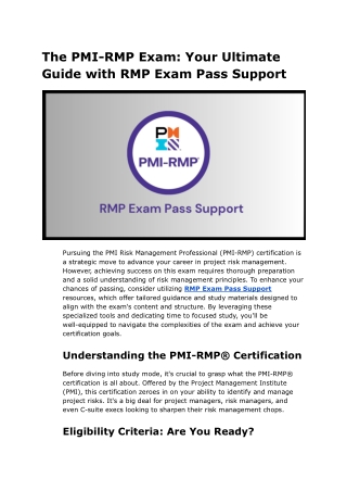 The PMI-RMP Exam  Your Ultimate Guide with RMP Exam Pass Support