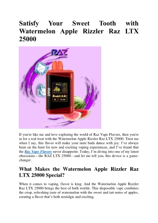 Satisfy Your Sweet Tooth with Watermelon Apple Rizzler Raz LTX 25000