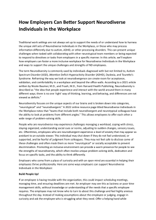 how employers can better support neurodiverse