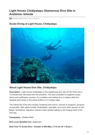 Scuba diving at Lighthouse dive site, Chidiyatapu