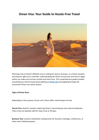 Oman Visa: Your Guide to Hassle-Free Travel