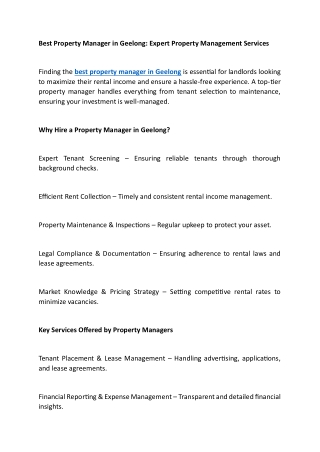 best property manager in geelong expert property