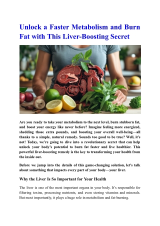 Unlock a Faster Metabolism and Burn Fat with This Liver-Boosting Secret