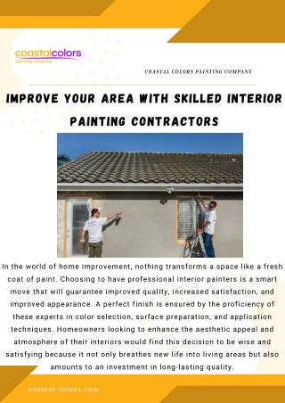 Improve Your Area with Skilled Interior Painting Contractors