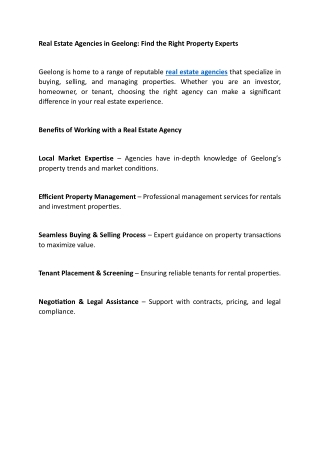 real estate agencies in geelong find the right