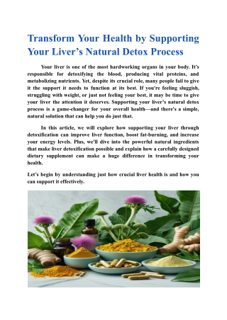 Transform Your Health by Supporting Your Liver’s Natural Detox Process