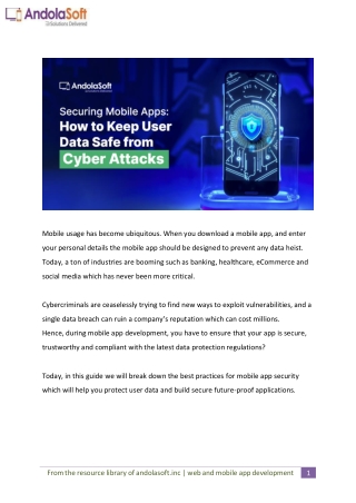 Securing Mobile Apps How to Keep User Data Safe from Cyber Attacks